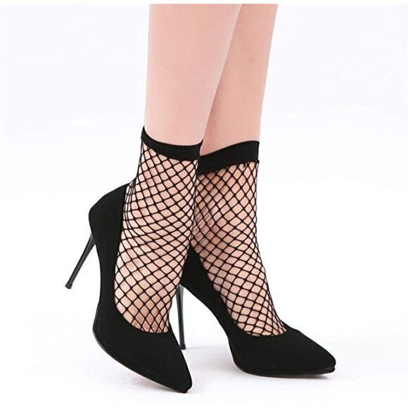 Fishnet Socks Lace Short Ankle Stockings Socks Boots Heels Anklet Dress NWT - Picture 3 of 7